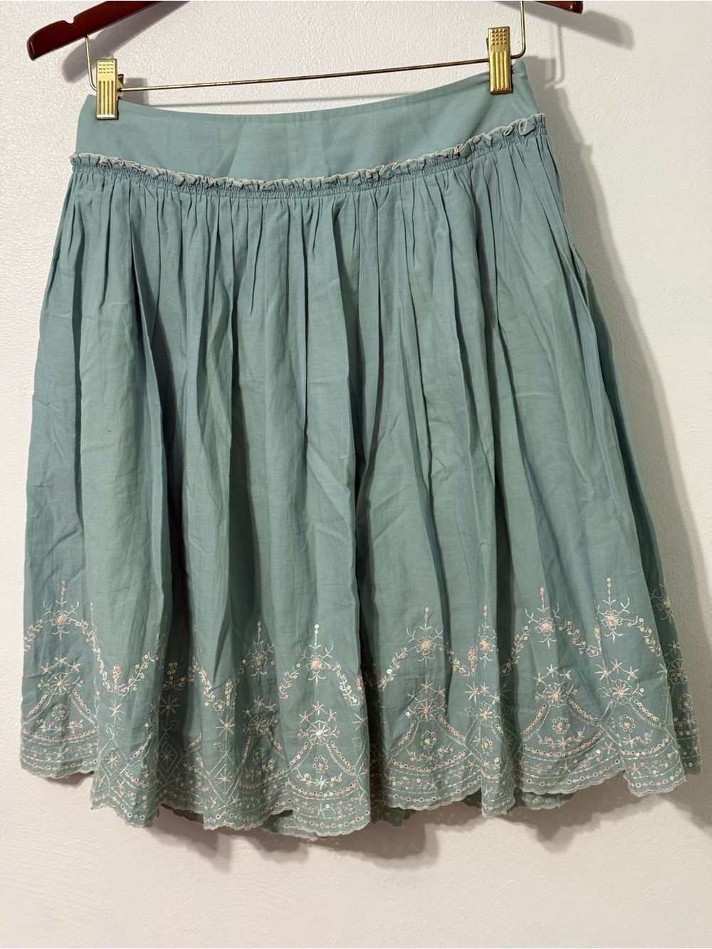Sunie Li Embroidered Circle Skirt silk cotton blend